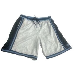 NBA Basketball Shorts Men’s Size Large White Black Blue Trim Elastic Waist